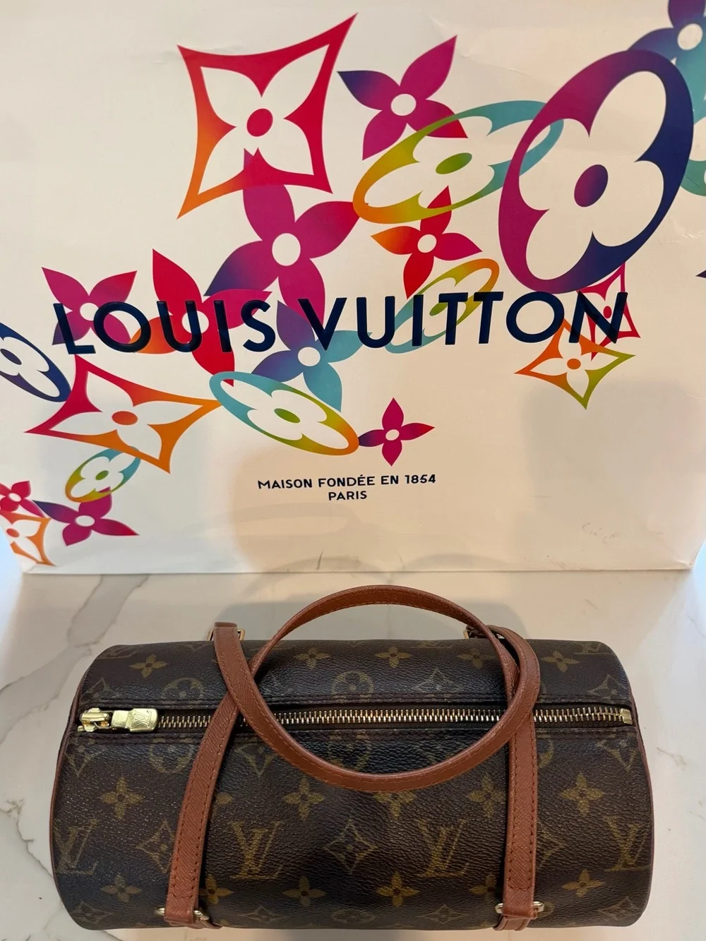 Louis Vuitton Papillon 26 Monogram Barrel Bag in Brown - AUTHENTIC- Vintage 1997